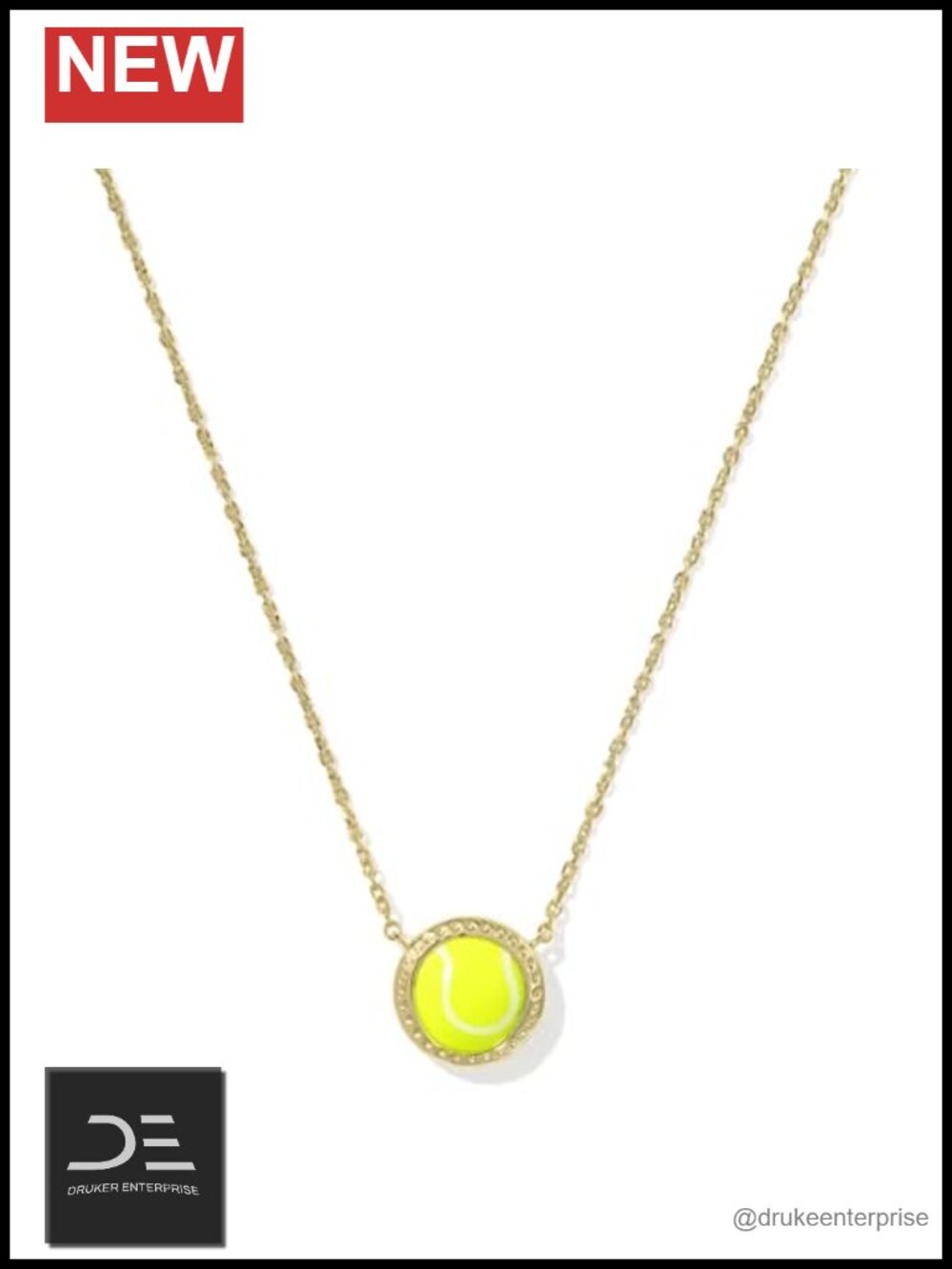 Kendra Scott Tennis Short Pendant Necklace in Chartreuse Magnesite with White